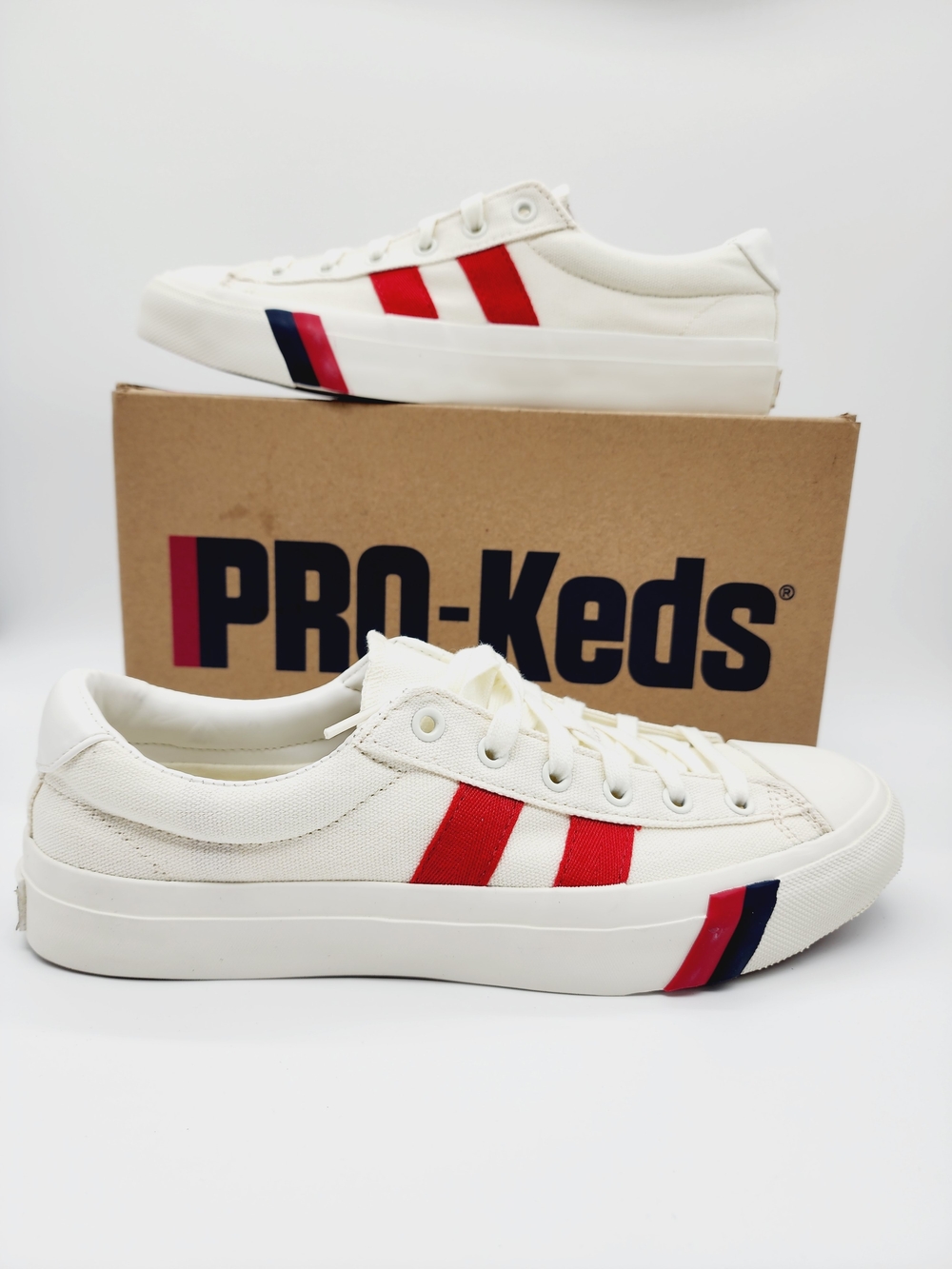 PRO-Keds Royal Plus Canvas White Red Sneakers Men's Size 9.5 NEW